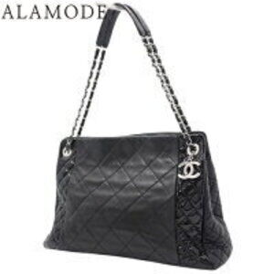 Chanel Matelasse Coco Mark Chain Handbag Bag Lambskin Vernis Black